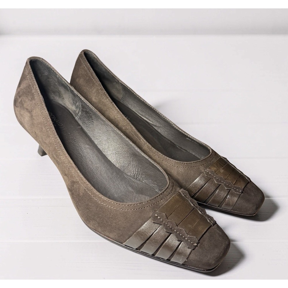 Donald J Pliner Women's Size 11 Brown Suede Leather Kitten Heel Pumps EUC